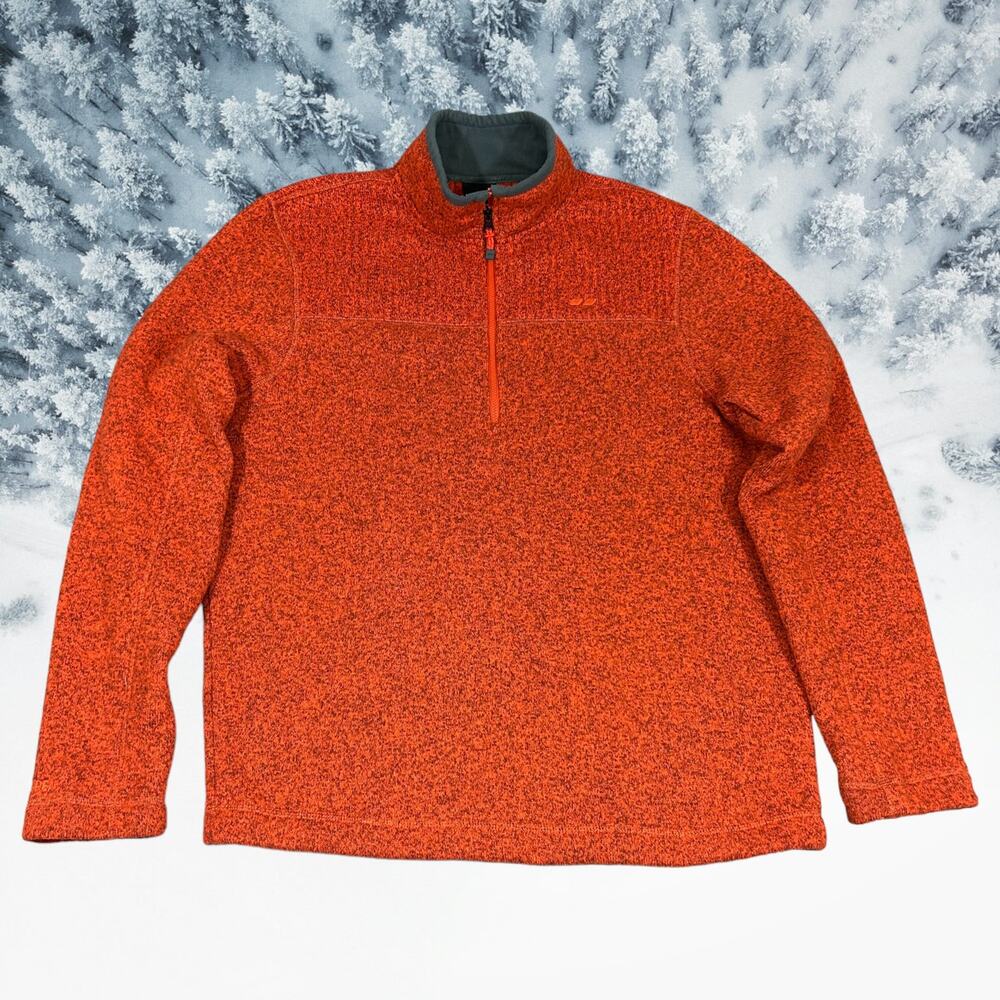 Koppen Men's Medium 1/4 Zip Fleece Ski Snow Orange Heather Sweater Warm